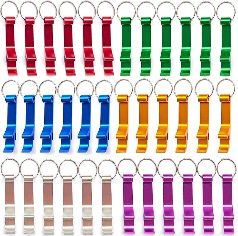 Harxin 36 Piezas Abridor de Botellas de Aluminio de Colores, Llavero Abridor para Refrescos, Cerveza y Bebidas, Abridor Tipo Garra con Anillo de Llavero para Cocina, Bodas, Bares y Fiestas — Vino y mesa festiva