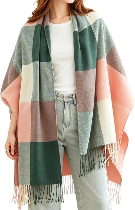 MBSIVSA Bufanda Mujer Invierno, Bufandas de Cálida a Cuadros — Ropa Navidad