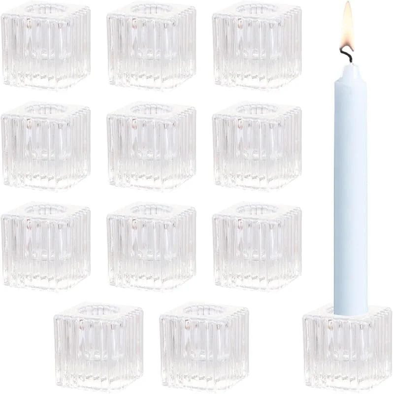 JMIATRY 12 portavelas de cristal, portavelas transparentes, vasos de té pequeños, portavelas de cristal para bodas, iglesias, Navidad, fiestas de cumpleaños, decoración del dormitorio — Adviento y mesa