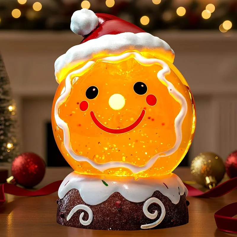 ZQQLITE Linterna de agua de globo de nieve con música navideña, luz de viento sonriente con sombrero de Navidad, decoración de centro de mesa, utilizado para decoración de fiestas en el hogar, regalo de — Decoracion Navidad