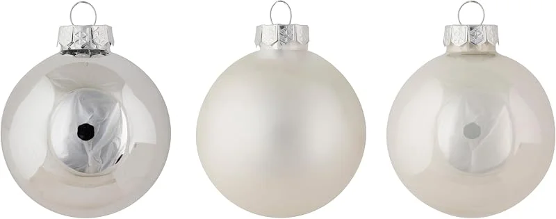 Cosy & Trendy Cosy Home Lote de 12 Bolas de Navidad de Cristal, Shiny Matt Opal Plata, D8 cm — Decoracion Navidad