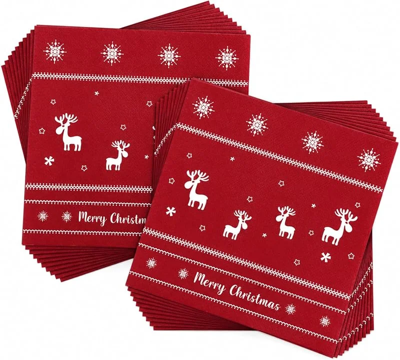 Luxorielle 80 unidades de servilletas de Navidad, pequeñas navideñas C — Adviento y mesa