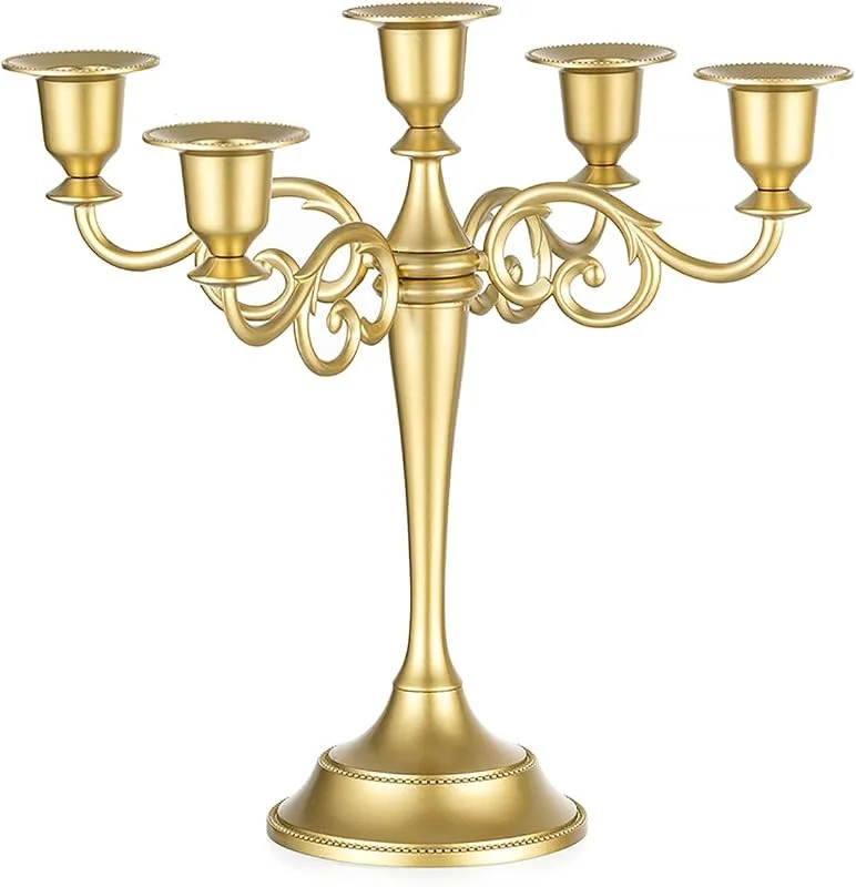 Visita la tienda de Sziqiqi Sziqiqi Candelabro Dorado de Zinc, 5 Brazos, para Velas — Cena a la luz de velas