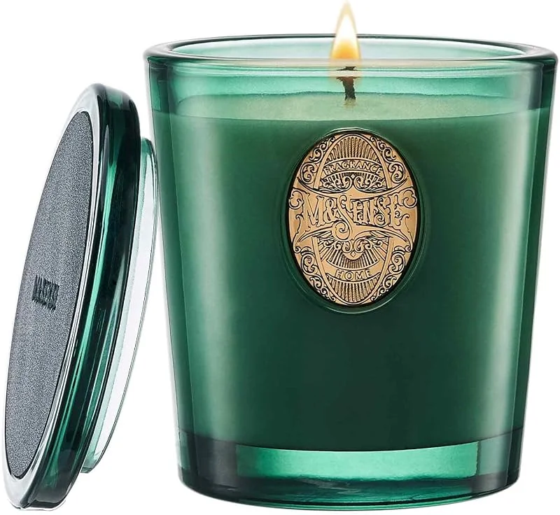 M&SENSE Vela aromática de madera de eucalipto y cedro, 260 g, velas perfumadas en tarro de cristal de soja natural, 55 horas de combustión, regalos de Navidad para mujeres y hombres — Cena a la luz de velas