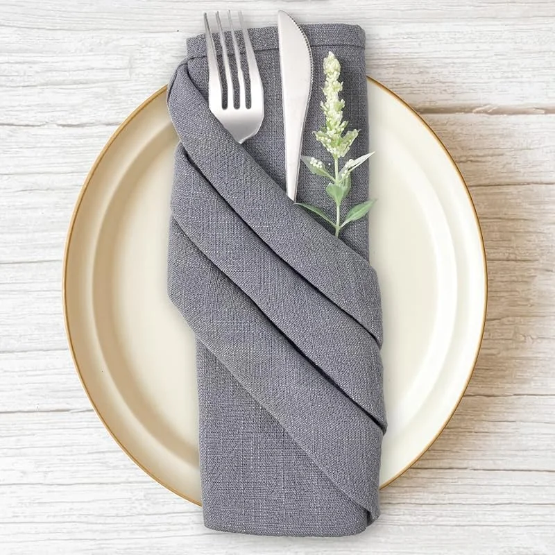 YushengTai Servilletas de Tela de Lino, Juego de 6 Servilletas de Lino Gris 40 x 40 cm, Servilletas de Boda, Servilletas de Navidad, Decoración de Mesa para Fiestas Restaurantes Cocin — Hogar y cocina