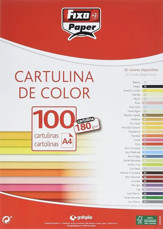 Visita la tienda de FIXO Fixo Paper 11110470 - Pack de 100 – Cartulina blanca A4, 180g — Vino y mesa festiva
