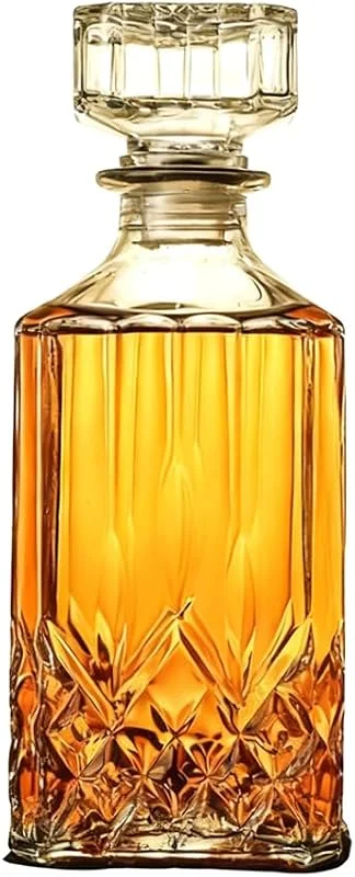 Bunhut Decantador de whisky con tapón geométrico hermético, decantador de licor de 32 onzas, decantador de vidrio, botella de licor diáfano, decantador con tapa hermética para whisky, vodka, bourbon — Vino y mesa festiva