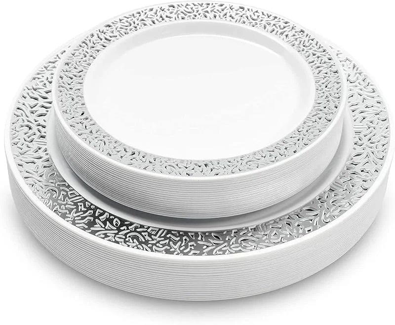 Visita la tienda de MATANA MATANA 40 Platos de Plástico Blanco Premium con Borde Plateado (2 Tamaños: 20 x 26cm, 20 x 19cm) - Elegantes, Resistentes y Reutilizables - Bodas, Cumpleaños, Barbacoas, Navidad, Fiestas — Adviento y mesa