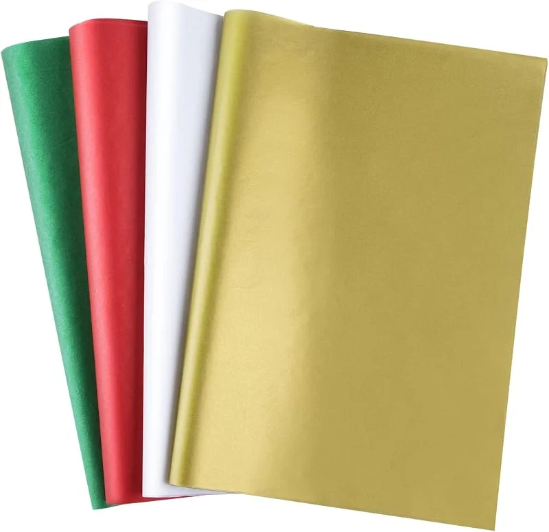MIAHART 60 hojas de papel tisú navideño a granel 50 * 35 cm papel de regalo navideño rojo y verde para manualidades y bricolaje bolsas de regalo decoraciones de embalaje (Red, Green, White, Gold) — Envoltorio regalo