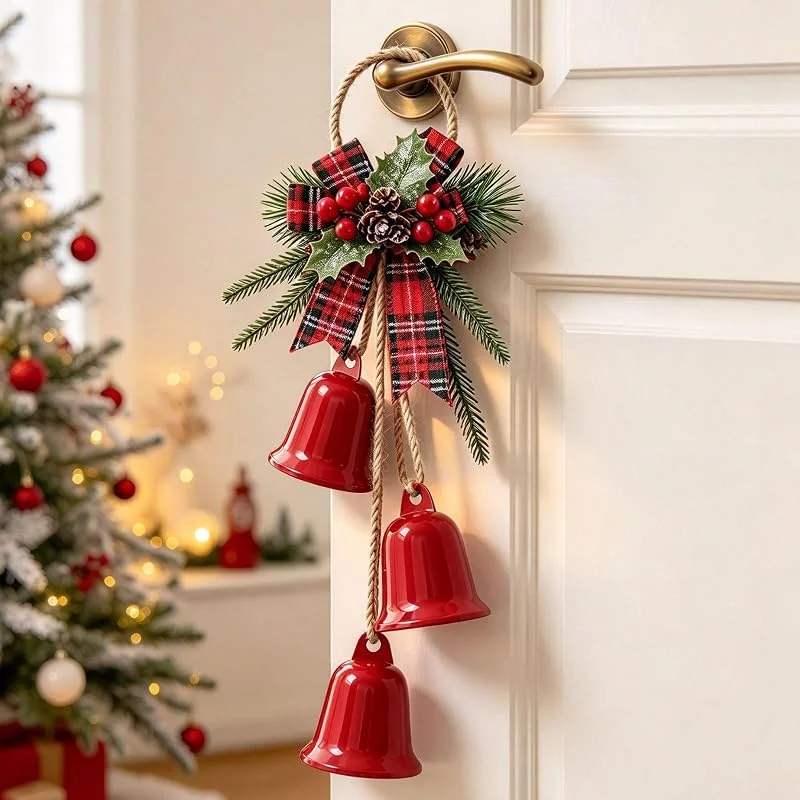 Visita la tienda de Avoalre Avoalre Campanas Navideñas Colgantes Rojas 10 cm 3 Unidades — Decoracion Navidad