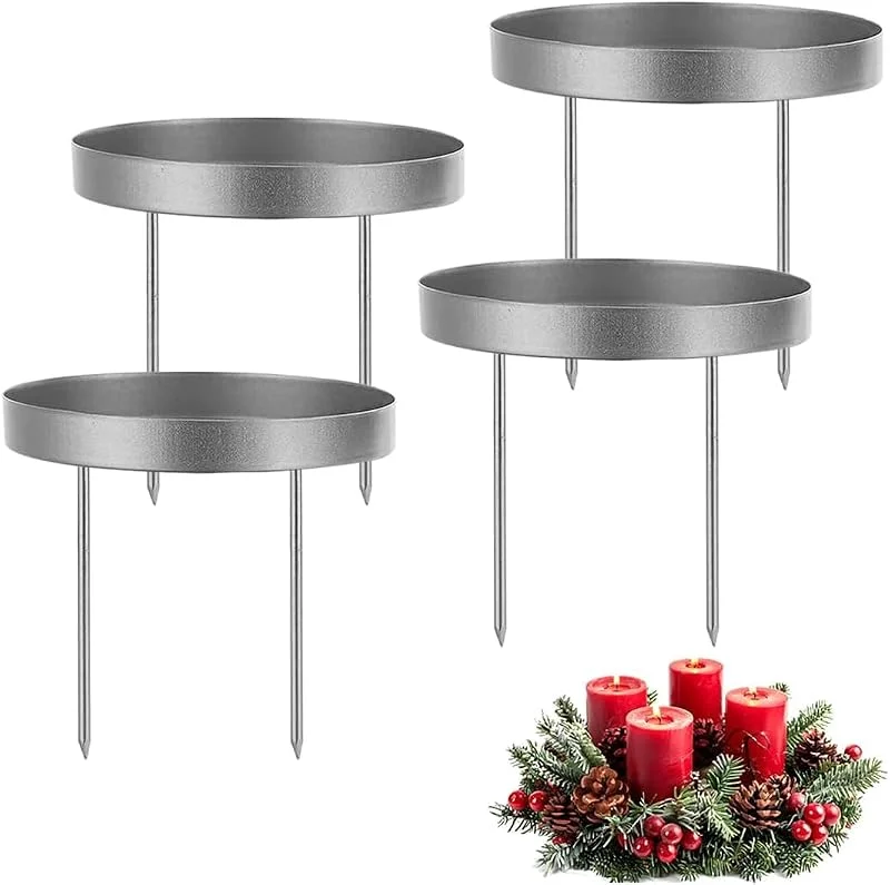 Huanmin Portavelas para corona de Adviento, plato de vela para corona de Adviento, candelabro (Golden4 piezas de diámetro 8 cm) (4 unidades, plata-B) — Adviento y mesa