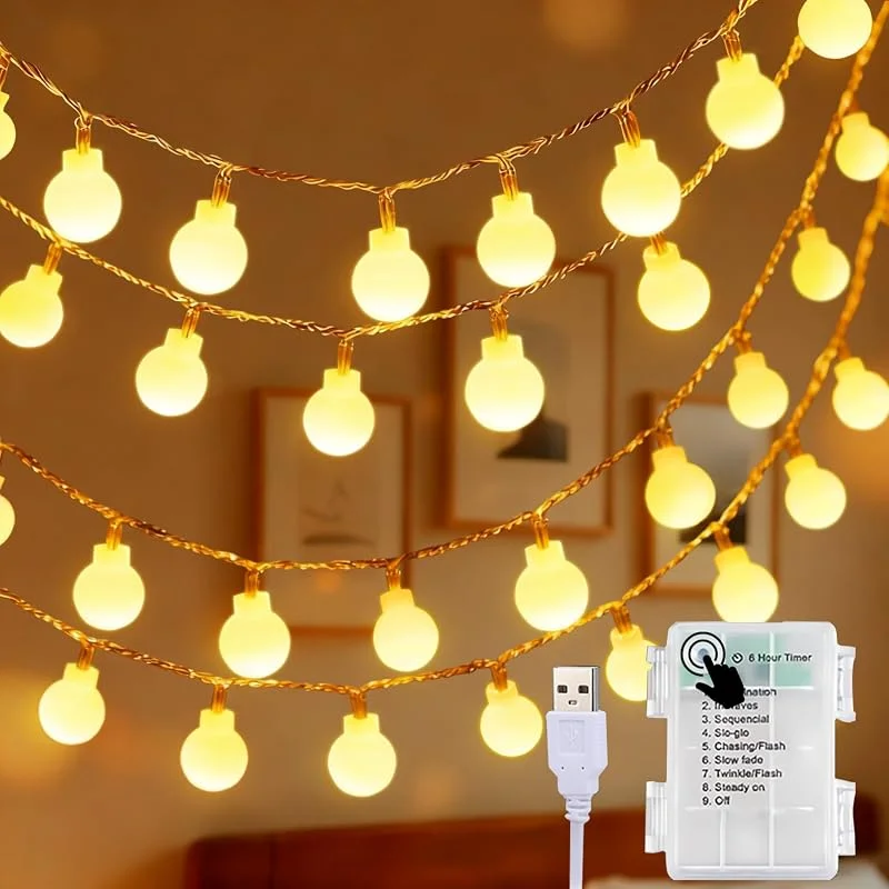 Uping Luces de Navidad 100 Led 15, 5M con Pilas, USB Guirnalda Luces Exterior Interior Decoracion (Blanco Cálido) — Luces Navidad
