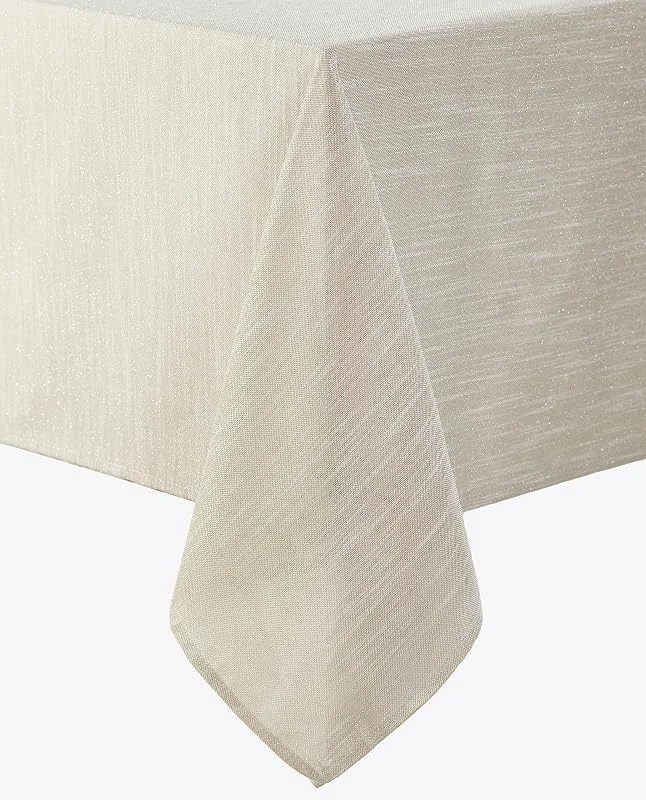 Laura Ashley Arabesque - Lujoso Mantel de Tela Brillante para cenas Formales, Vacaciones, Bodas o Fiestas, 60 x 84 Pulgadas, Color Plateado — Hogar y cocina