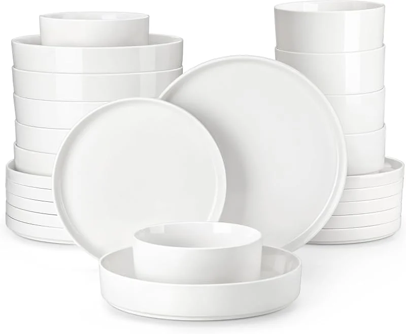 Visita la tienda de MALACASA MALACASA Vajilla Completa 6 Personas, 24 Piezas Juego de Platos Vajilla, Vajilla de Porcelana Blanca con 6 Platos Llanos, Platos Postre, Platos Hondos, Platos Hondos Sopa, Serie LEAH — Adviento y mesa