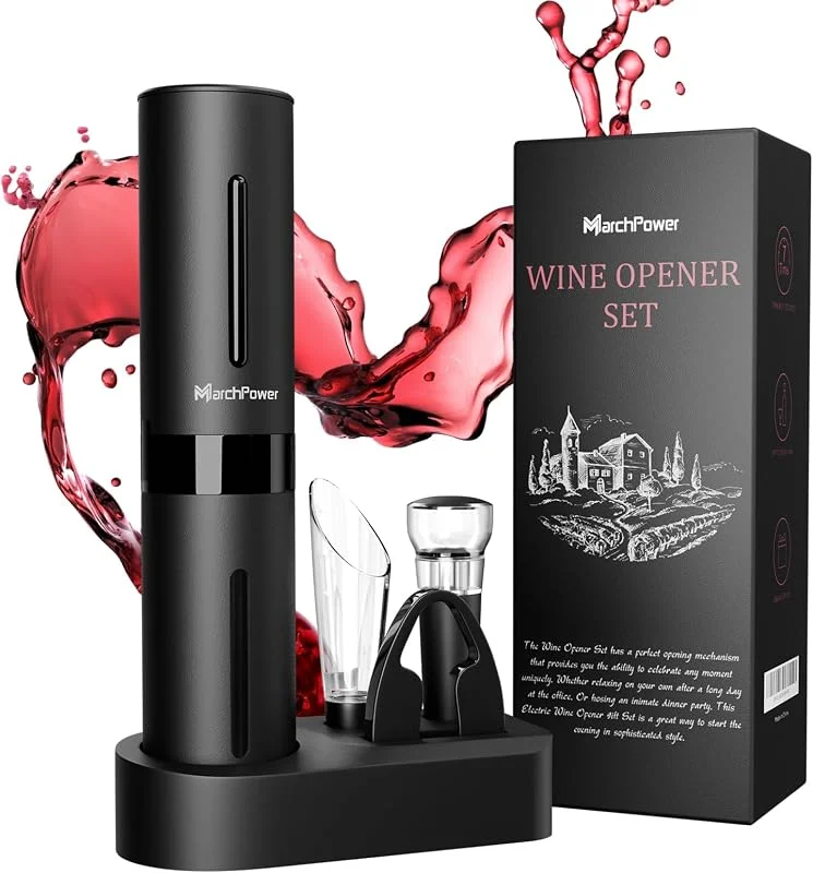 Visita la tienda de Marchpower Marchpower Juego de Sacacorchos Eléctrico para Vino a Pilas 6 en 1 — Vino y mesa festiva