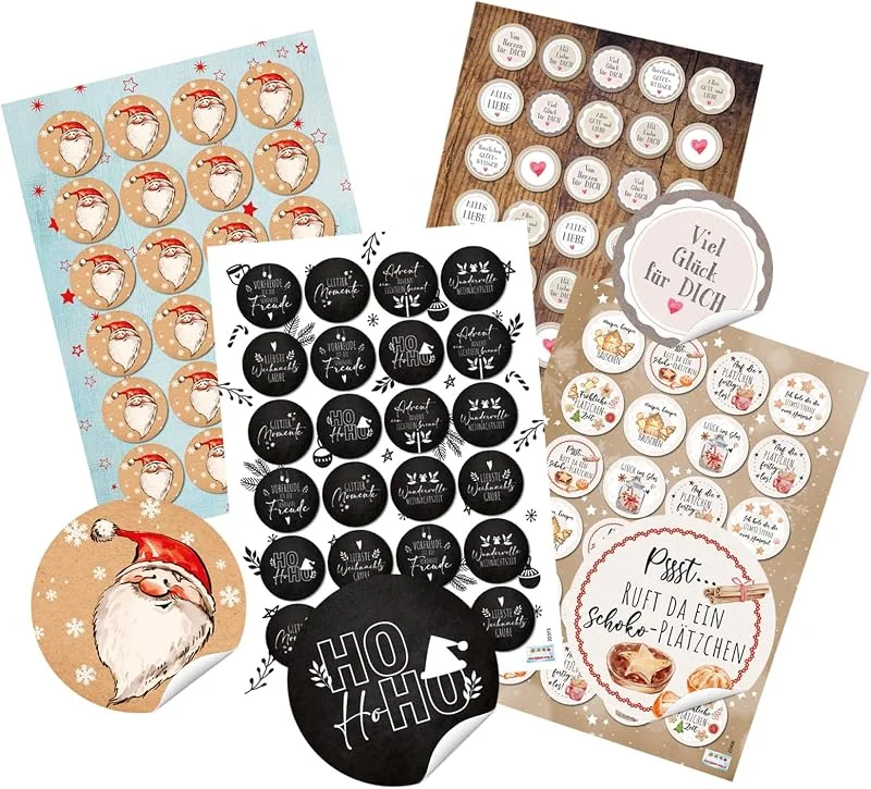 Visita la tienda de Logbuch-Verlag Logbuch-Verlag 107 pegatinas de Navidad para regalos de Navidad (3, 2 y 4 cm) — Envoltorio regalo