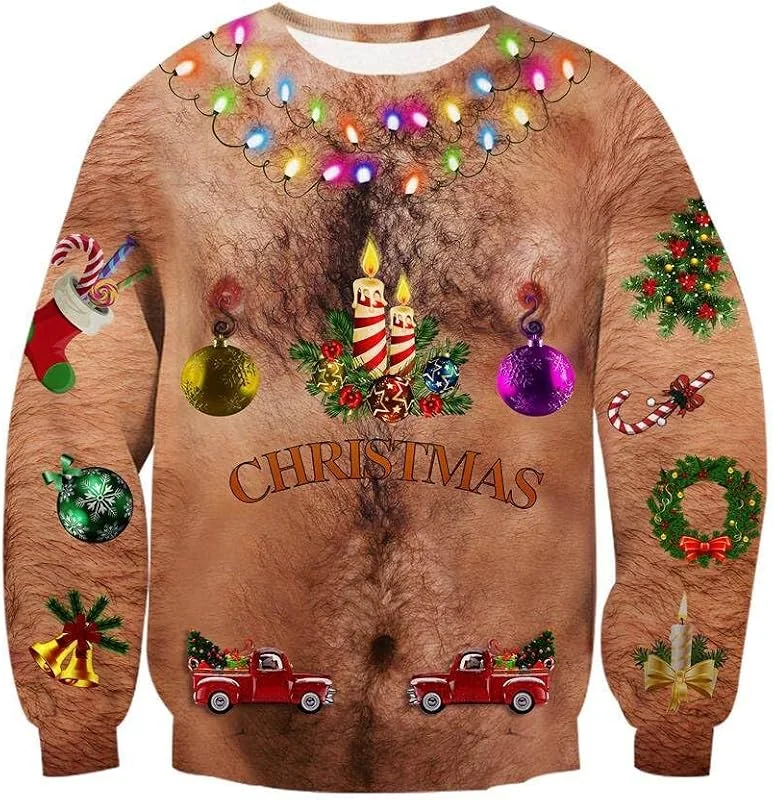 ALISISTER Unisex Ugly Christmas Jumper 3D Impreso Navidad Jersey Sudadera Divertida Suéter de Manga Larga Camiseta S-3XL — Ropa Navidad