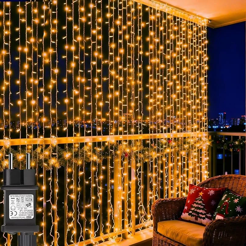 Joysing Cortina de Luces 6M x 3M 600 LED Cortina Luces con Enchufe — Luces Navidad