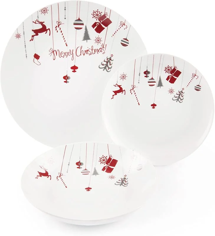 Visita la tienda de Excelsa Excelsa Navidad Servicio de Mesa, China, blanco, rojo, 18 piezas — Adviento y mesa