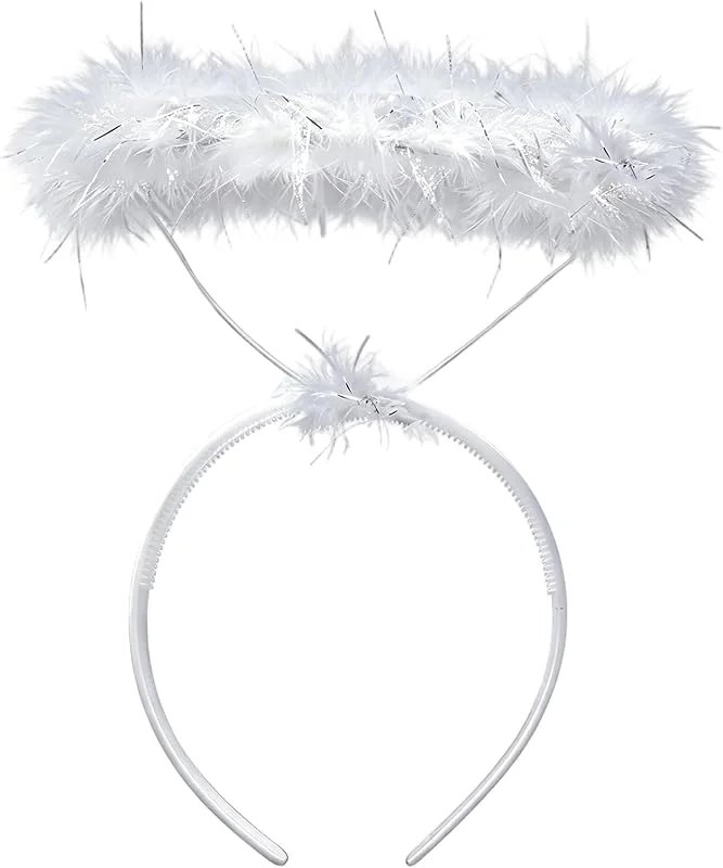 MBSIVSA Diadema con Aureola de Ángel Blanca, 20 x 21 cm, para Adultos — Ropa Navidad