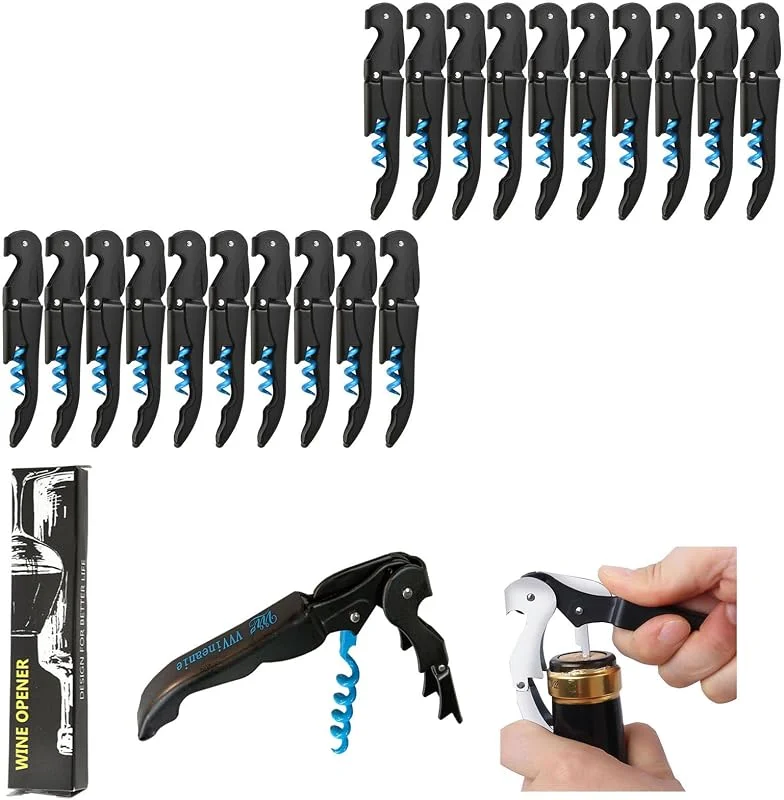 VVVineanie Abridor de Botellas de Vino, 70G Engrosado Acero Inoxidable Doble Bisagras Llave con Lámina Cutte Para Camareros de Restaurante, Camarero Profesional Sacacorches Vino Abredores Conjunto (20PCS, Azul) — Vino y mesa festiva