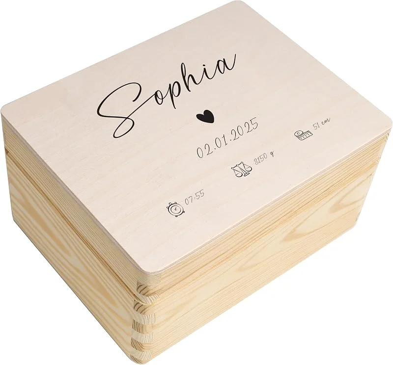 Visita la tienda de Creative DECO Creative DECO Caja de Recuerdos Personalizada para Bebés, Regalo de — Envoltorio regalo