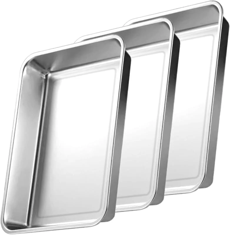GBACHOOSE Bandeja Horno Acero Inoxidable, 3 Unidades Bandejas de Horno 40 x 30 x 4, 8 cm, Bandeja Rectangular Profunda para Hornear, Asar, Servir y Preparar Comida — Hogar y cocina