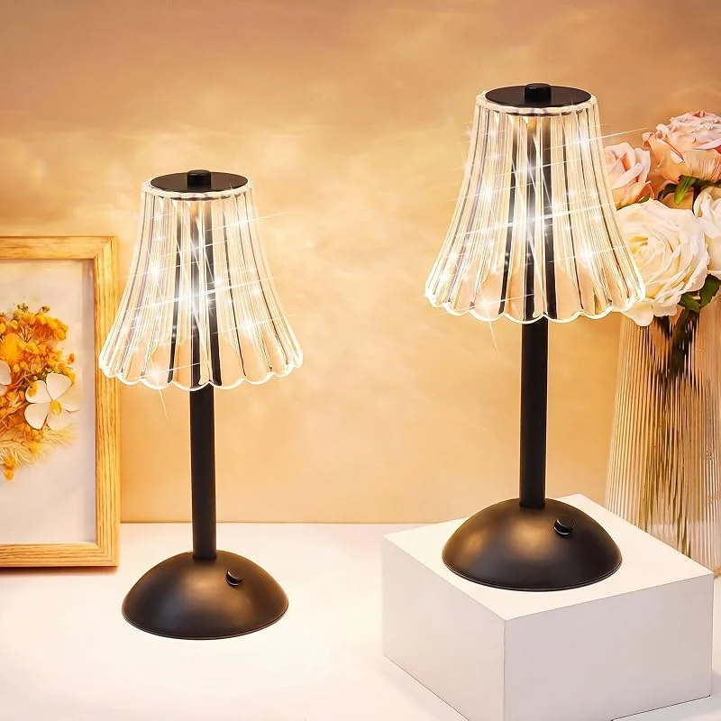 Liliful 6 lámparas de mesa inalámbricas LED táctiles, color negro, estilo — Cena a la luz de velas