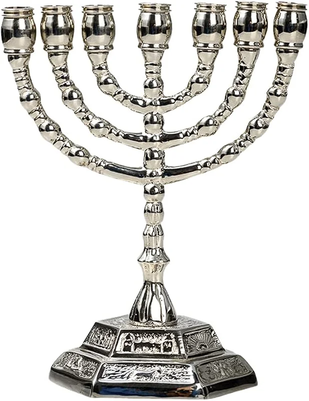Visita la tienda de NKlaus NKlaus Menorah candelabro de latón macizo niquelado altura 13cm candelabro hecho a mano 10902 — Cena a la luz de velas