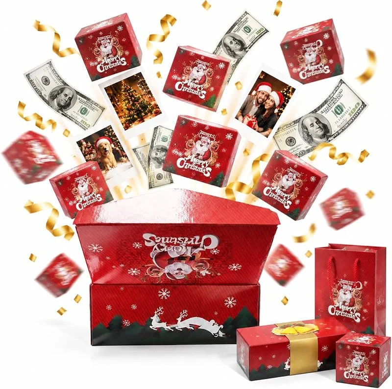 Shyllin Caja Explosiva de Navidad para Dinero, Pack de 12 — Envoltorio regalo