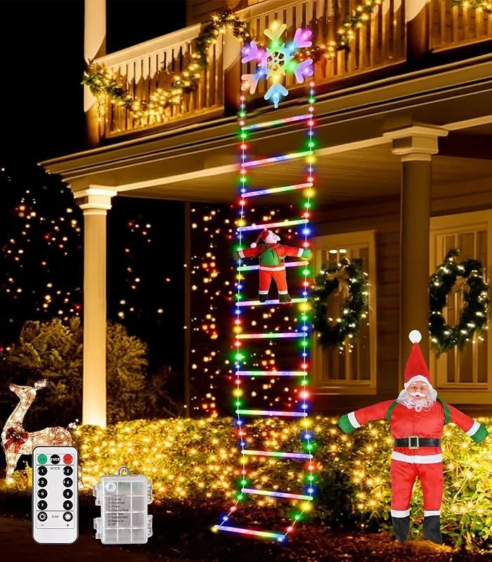 Visita la tienda de GEEKEO Guirnalda Luces de Navidad - 3 Metros Cadenas Nieve LED Escalera Pilas Luces Exterior con Papá Noel, 8 Modos Luz Luces de Navidad Decoracion con Control Remoto Exterior Interior para Habitacion, Balcon — Luces Navidad
