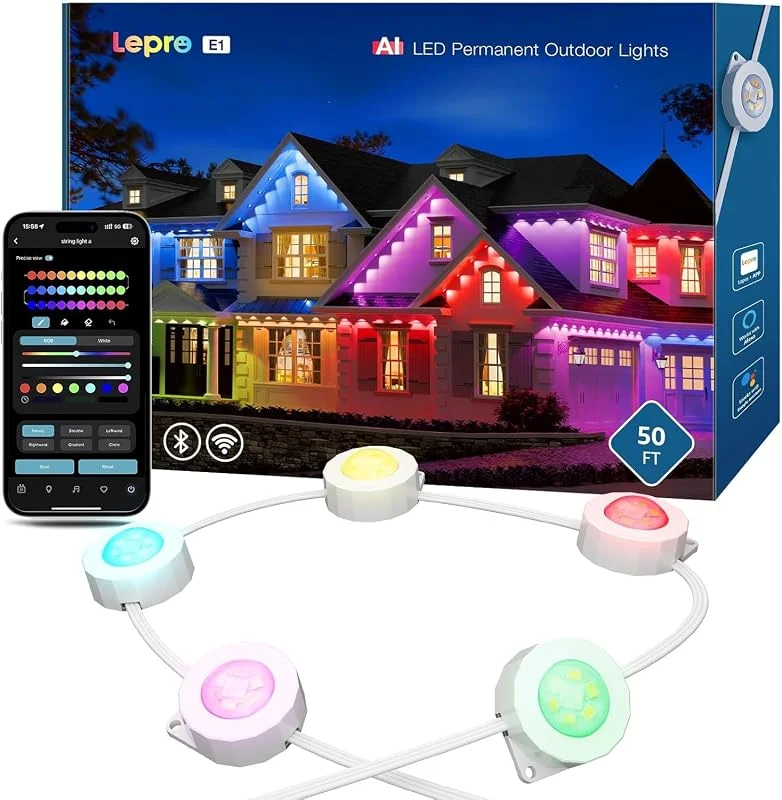 Visita la tienda de Lepro Lepro E1 Exteriores Inteligentes para Aleros, 30m 60 LEDs, Luces Ajustable — Luces Navidad