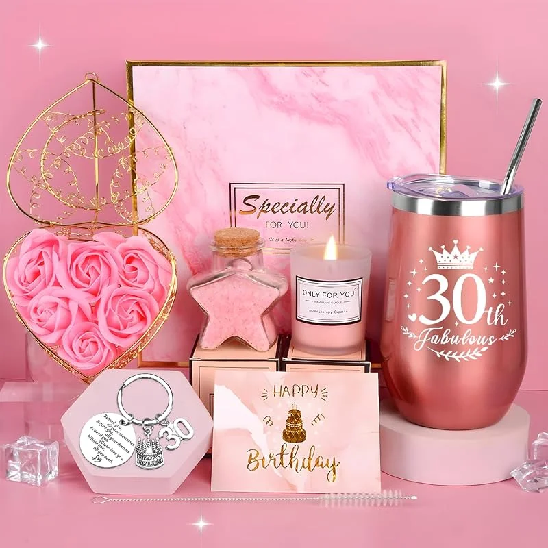 Visita la tienda de COYBTO 30th Regalos de Cumpleaños para Mujer - Set de Vaso de Vino 16OZ, Copas Originales para Aniversario, Navidad - Regalos para Mamá, Esposa — Vino y mesa festiva