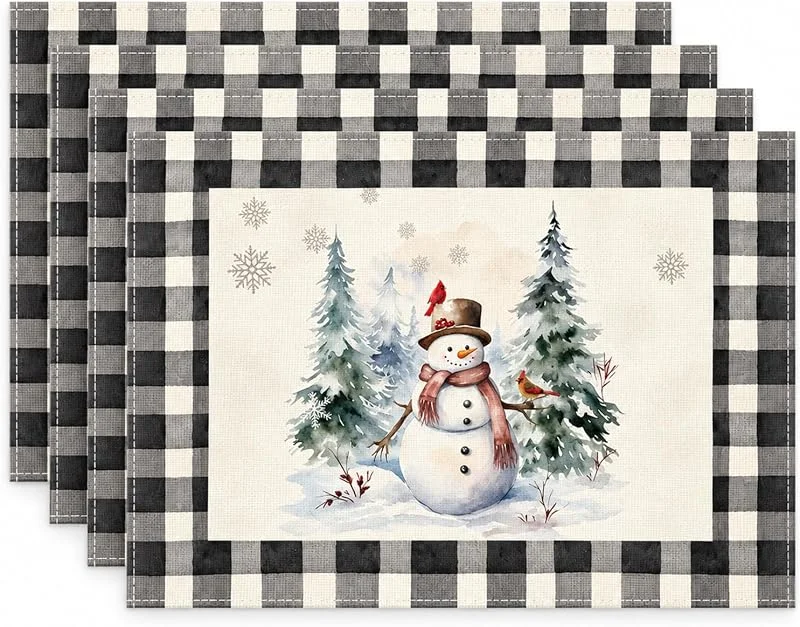 Luxorielle 4 Unidades de Mantel Individual navideño, Set de Mesa navideño — Hogar y cocina