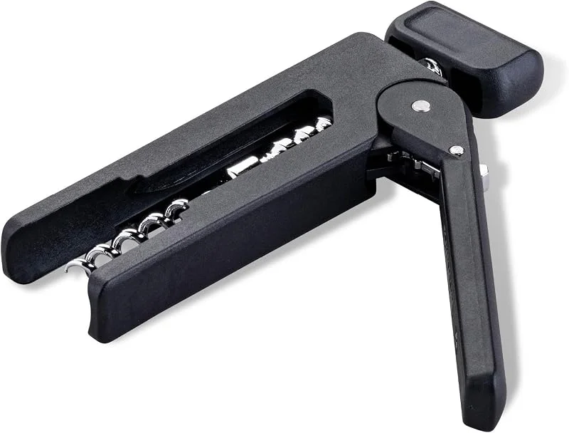 Visita la tienda de Fackelmann Fackelmann Sacacorchos, 193 mm, mango ergonómico, mecanismo innovador, adecuado para corchos naturales y de plástico, Shadow Black — Vino y mesa festiva