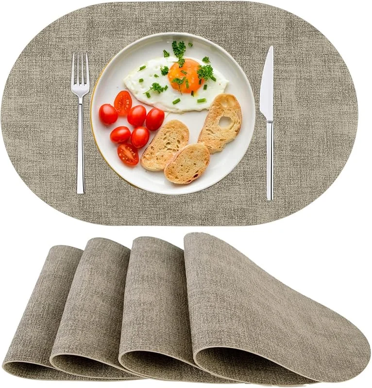 Visita la tienda de SPFASZEIV Manteles Individuales de Piel Sintética, Lavables, Resistentes al Calor, Antideslizantes, Tapetes de Mesa Juego de 4, para Mesa de Comedor, Cocina, Navidad Natural — Hogar y cocina