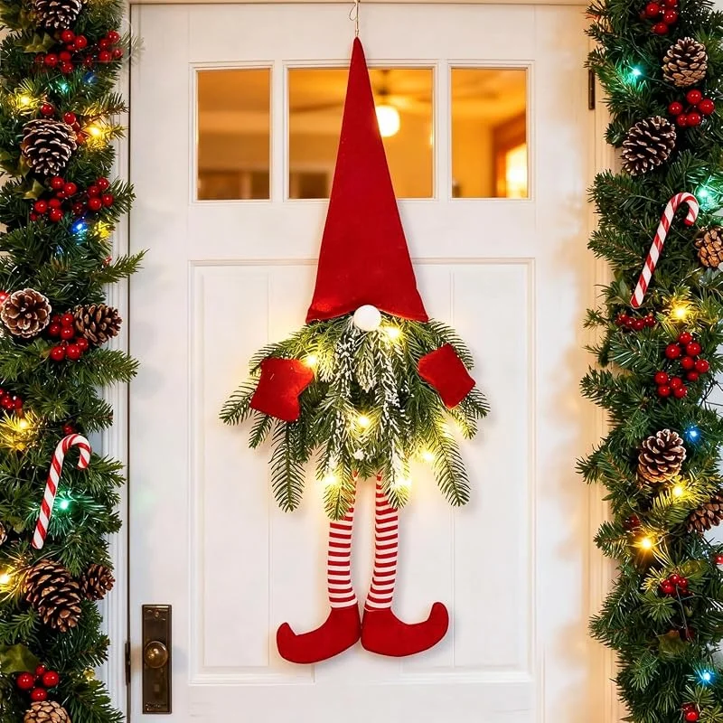 Xevinas Corona de puerta LED de Navidad, 70 cm, decoración navideña para puerta de casa, corona de Navidad para exterior, corona de Navidad LED para puerta de casa, pared, ventana, chimenea (A) — Decoracion Navidad