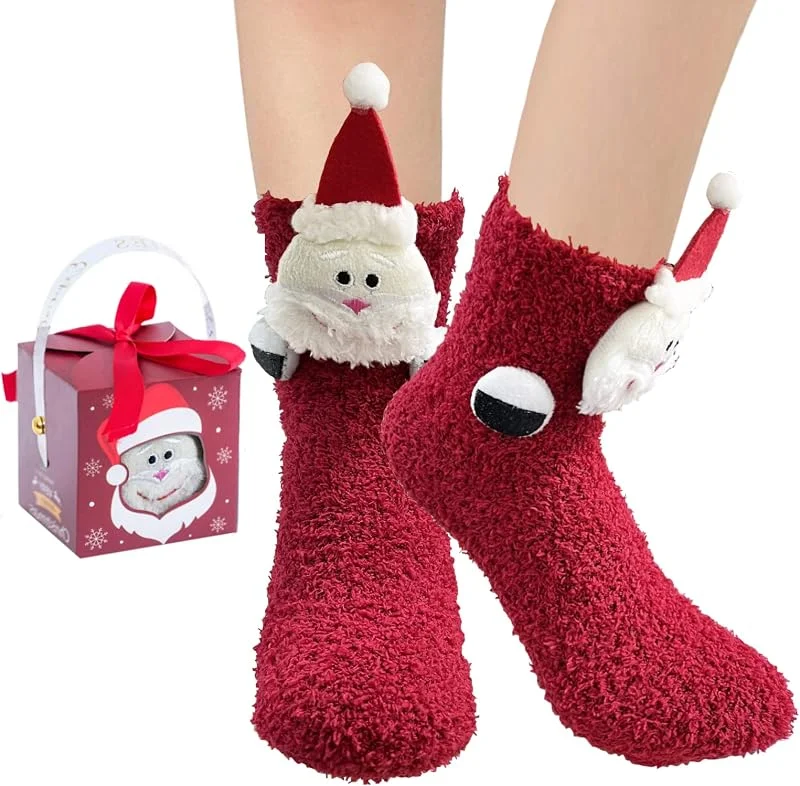 BINXWA Calcetines Mullidos Antideslizantes de Papá Noel para Mujeres y Novias, Calcetines Divertidos para Regalo — Ropa Navidad