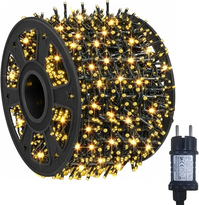 A.bigwhale Guirnalda de luces para exteriores (1000 ledes, luz blanca cálida, 25 m) — Luces Navidad