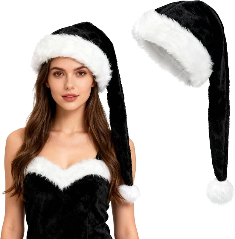 TAGVO Gorro Navideño para Adultos, Cálido Gorro de Navidad, Sombrero Santa Claus Invierno Gorros Largos de Navidad para Fiesta Festiva de Año Nuevo 55-57CM — Ropa Navidad