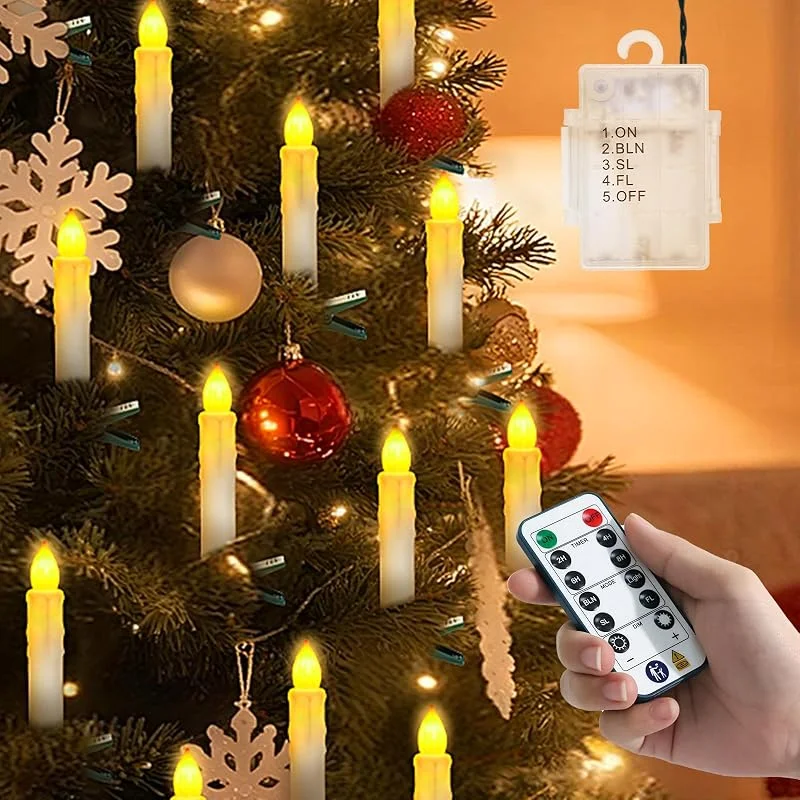 Ymenow Velas para árbol de Navidad con mando a distancia, 30 unidades de velas LED con temporizador, velas eléctricas para decoración navideña interior — Luces Navidad