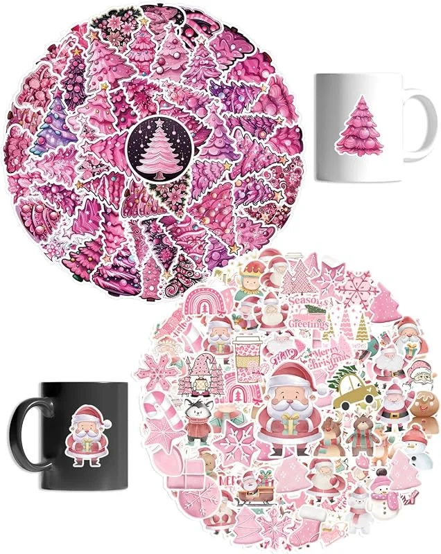 HUVZOR 100pcs Pegatinas de Navidad para Niños Manualidades, Bricolaje y Scrapbooking, Pegatinas Navideñas Infantiles Regalo Niños Manualidades Scrapbooking Fiestas Decoración Adorno — Envoltorio regalo