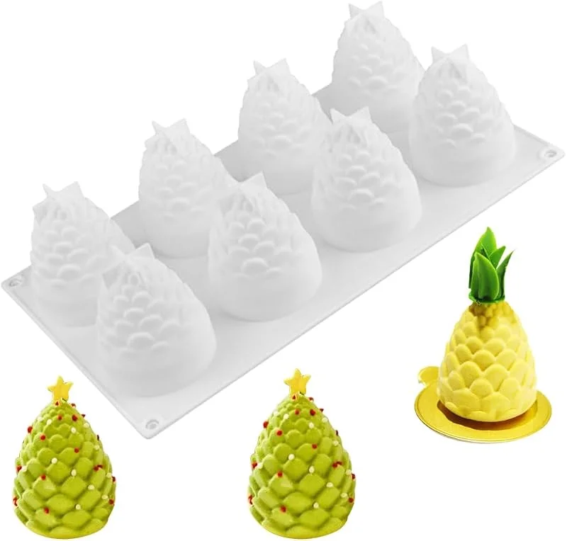 MEZHEN Moldes de Silicona Navidad Molde Mousse Molde de Pastel Conos de Pino Molde para Hornear 3D Moldes para Tartas Chocolate Moldes de Repostería — Hogar y cocina