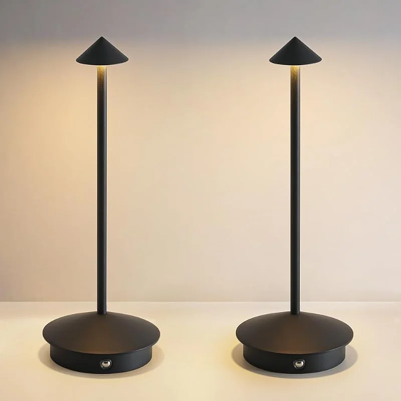 EJQ Paquete de 2 lámparas de mesa LED inalámbricas, portátiles de 6000 mAh, recargables, control táctil, lámpara de mesa para exteriores — Cena a la luz de velas