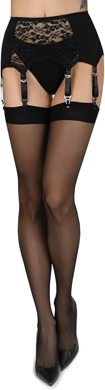 Visita la tienda de Annes styling Medias lisas y finas con tirantes para liguero, 20 DEN, medias transparentes — Ropa Navidad