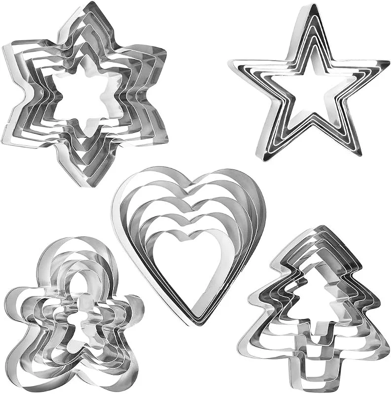 Wishstar Navidad Moldes Galletas, Moldes Para Galletas De Acero Inoxidable, Tema De Navidad Moldes Para Formas NavideñA Variadas Fiesta Navidad Galletas (25Pcs) — Hogar y cocina
