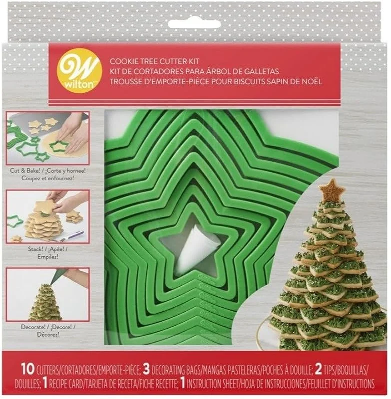 Wilton Juego de cortadores de galletas con forma de árbol, de Wilton, color verde, 10 cortadores — Hogar y cocina