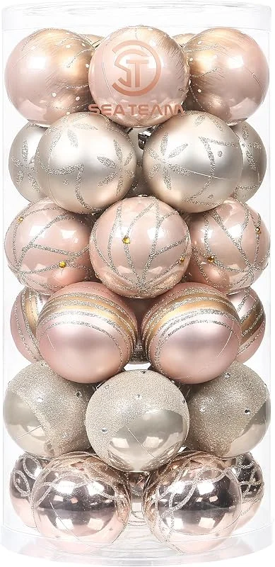 Visita la tienda de Sea Team Sea Team 60 mm, 2, 36" - Juego de Adornos Pintados en Color y Brillantes y Bolas Colgantes para árbol de Navidad, 30 Piezas — Decoracion Navidad
