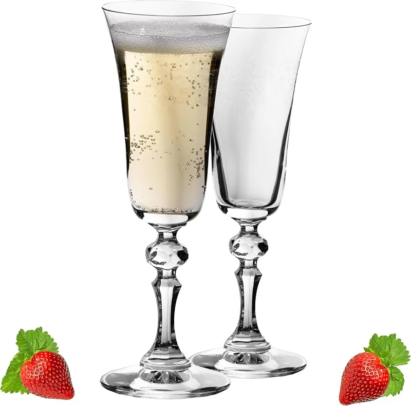 Visita la tienda de IMPERIAL glass IMPERIAL - Elegantes juego de copas de champán con ornamento decorativo 180ml 'Vintage', 2 piezas, copas de champán de vidrio crystalline — Vino y mesa festiva