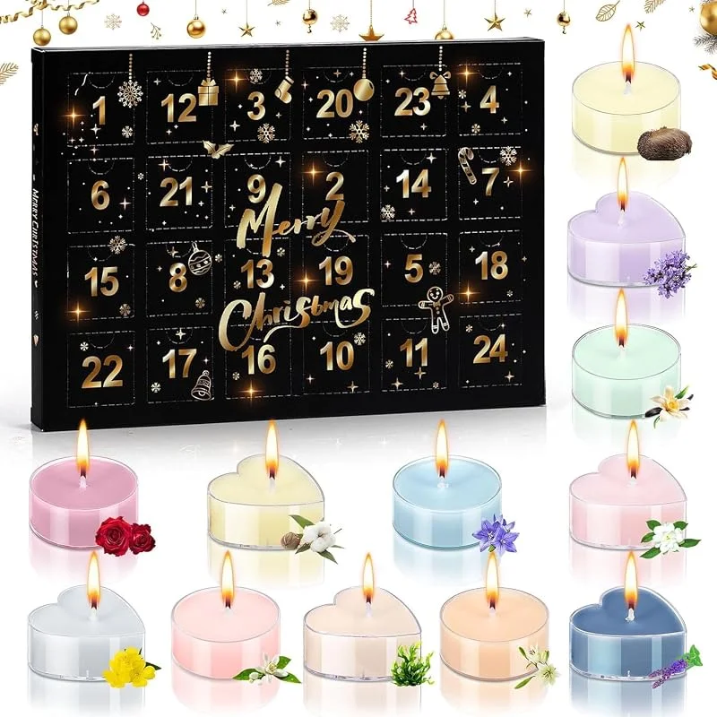 Tismels Velas Perfumadas, Calendario de Adviento 2026, 24 Velas Aromáticas Cera — Cena a la luz de velas